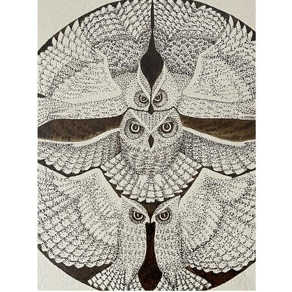 Vintage Original Pen and Ink Drawing Owls EB Rothwell - Picture 5 of 10